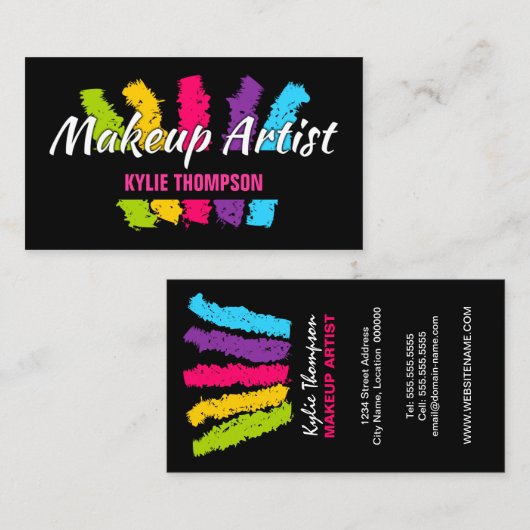 はっきりしたなブラシストロークメーキャップアーティスト 名刺 (正面/裏面)