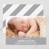 はっきりしたなベビーの誕生の発表 案内状 (正面/裏面)