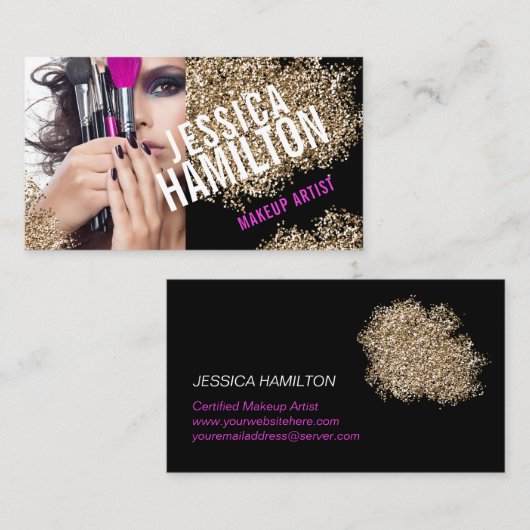 はっきりしたなメーキャップアーティストの名刺のテンプレート 名刺 (正面/裏面)