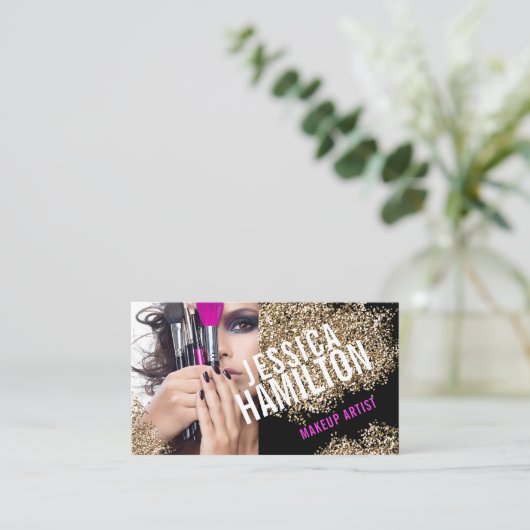 はっきりしたなメーキャップアーティストの名刺のテンプレート 名刺 (スタンド正面)