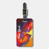 はっきりしたなモダンなデザインBLUE-ORANGE-YELLOWの荷物のラベル ラゲッジタグ (正面縦)