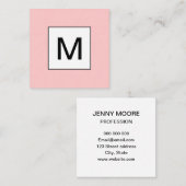 はっきりしたなモノグラムの最小主義のモダンなピンクの名刺 スクエア名刺 (正面/裏面)