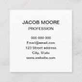 はっきりしたなモノグラムの最小主義の黄色い名刺 スクエア名刺 (裏面)