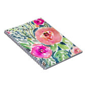 はっきりしたなモモの絵画的な水彩画の花柄 ノートブック (右側)