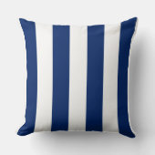 はっきりしたなロイヤルブルーおよび白のストライプ クッション (正面)