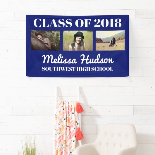 はっきりしたな卒業生の濃紺のお祝い3の写真 横断幕 (インサイチュ)