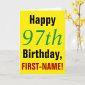 はっきりしたな大きい文字第97誕生日の挨拶状 カード (黄色い花)