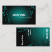 はっきりしたな媒体の名刺のモダンなティール（緑がかった色）の黒 名刺 (正面/裏面)
