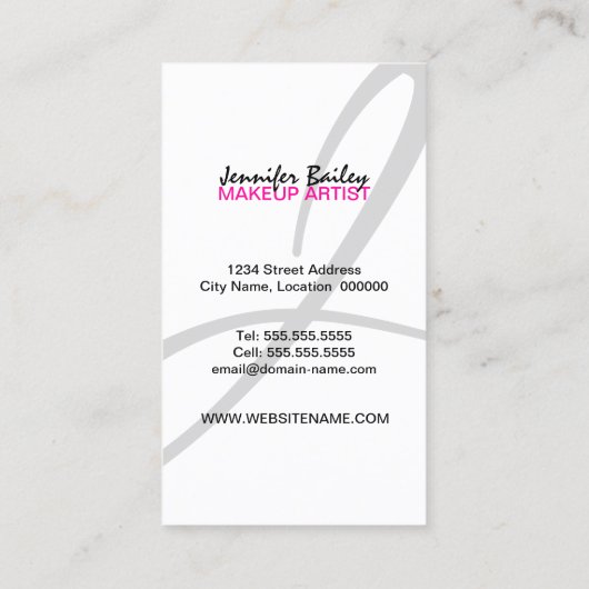 はっきりしたな文字のメーキャップアーティスト 名刺 (裏面)