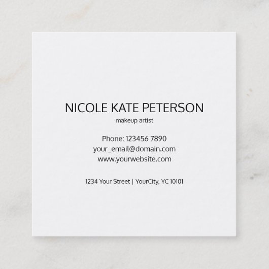 はっきりしたな文字の白黒化粧 スクエア名刺 (裏面)