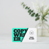 はっきりしたな文字の青緑色の白の影で覆われたシートカバー 名刺 (スタンド正面)