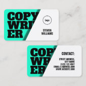 はっきりしたな文字の青緑色の白の影で覆われたシートカバー 名刺 (正面/裏面)