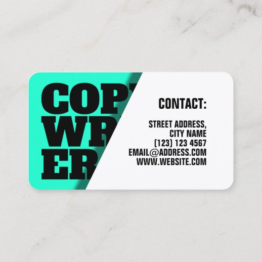 はっきりしたな文字の青緑色の白の影で覆われたシートカバー 名刺 (裏面)