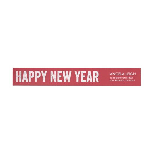 はっきりしたな新年の差出人住所ラベル ラップアラウンドラベル (単一)