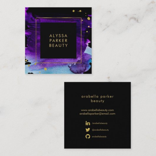 はっきりしたな水彩画のしぶきのカスタム スクエア名刺 (正面/裏面)