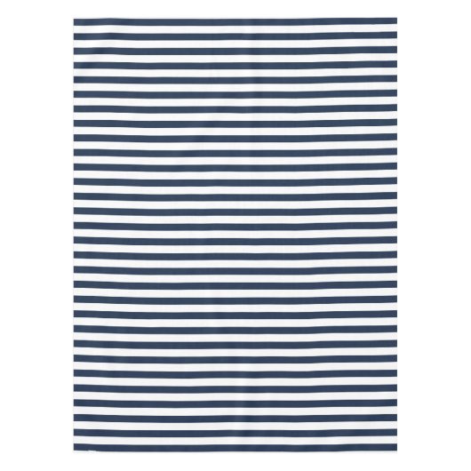 はっきりしたな濃紺および白のストライプなテーブルクロス テーブルクロス (正面)