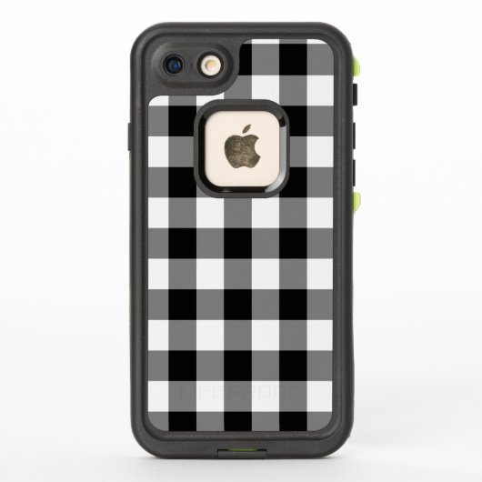 はっきりしたな白黒バッファローの格子縞 LifeProof iPhoneケース (裏面)