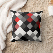 はっきりしたな白黒赤い斜めパターン枕 クッション (ブランケット)