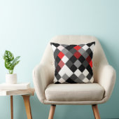 はっきりしたな白黒赤い斜めパターン枕 クッション (椅子)