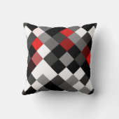 はっきりしたな白黒赤い斜めパターン枕 クッション (裏面)