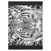 はっきりしたな白黒青い目のトラ テーブルクロス (正面)