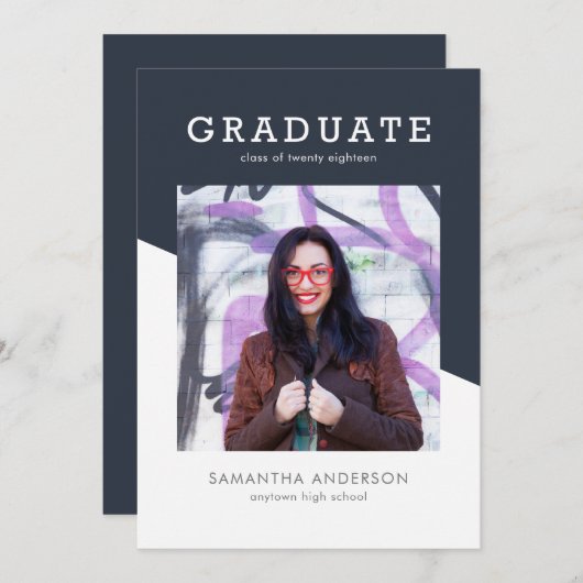 はっきりしたな色の卒業の招待状 招待状 (正面/裏面)