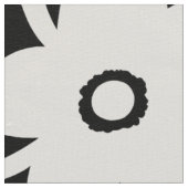 はっきりしたな花-黒の白 ファブリック (クローズアップ)