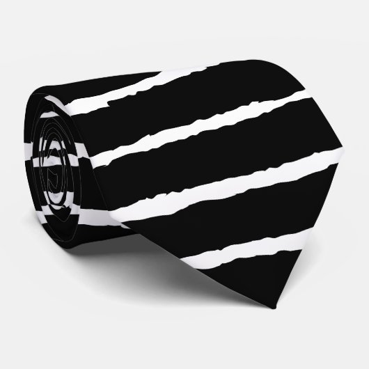 はっきりしたな荒い-白の黒を縞で飾ります ネクタイ (ロール)