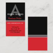 はっきりしたな赤く及び黒いモノグラムの縦の名刺 名刺 (正面/裏面)