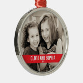 はっきりしたな赤と白のクリスマスのオーナメント メタルオーナメント (右)