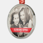 はっきりしたな赤と白のクリスマスのオーナメント メタルオーナメント (左)