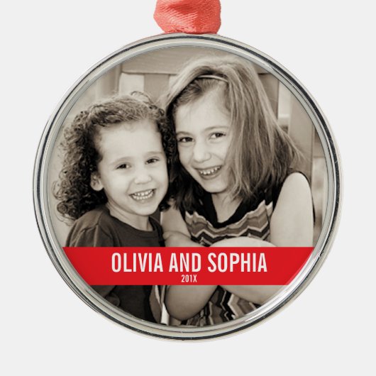 はっきりしたな赤と白のクリスマスのオーナメント メタルオーナメント (正面)