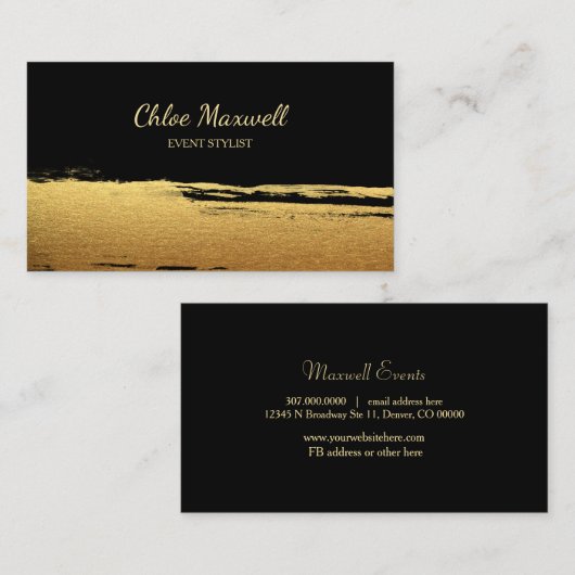 はっきりしたな金ゴールドのペンキの打撃のミニマリスト 名刺 (正面/裏面)