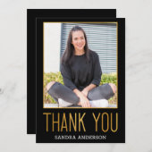 はっきりしたな金ゴールドホイルは写真の卒業カード感謝していしています サンキューカード (正面/裏面)