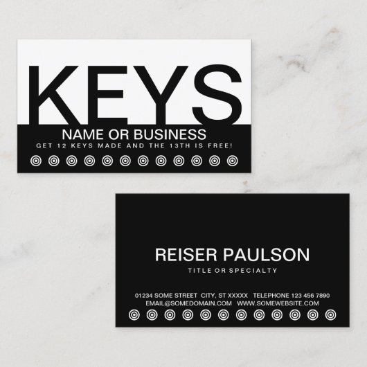 はっきりしたな鍵の顧客のロイヤリティカード ロイヤリティカード (正面/裏面)