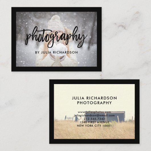 はっきりしたな黒|カメラマンのための2つの写真 名刺 (正面/裏面)
