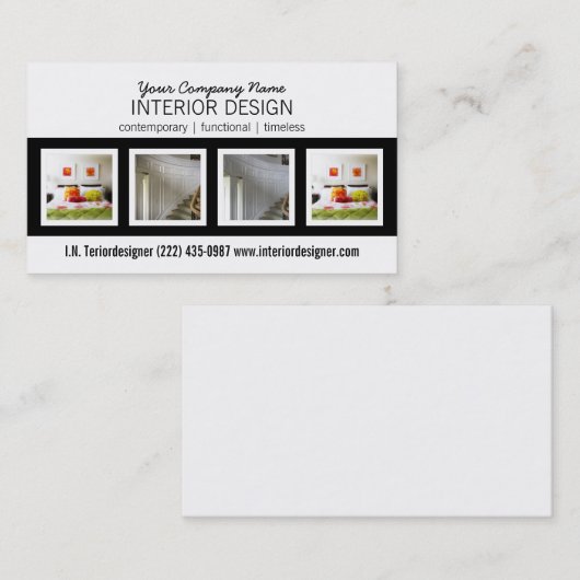 はっきりしたな4つの写真のインテリア・デザイナー 名刺 (正面/裏面)