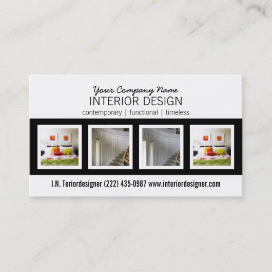 はっきりしたな4つの写真のインテリア・デザイナー 名刺 (正面)