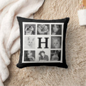 はっきりしたなBWのモダンな16の家族写真およびモノグラム クッション (ブランケット)