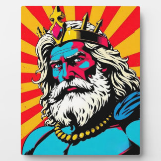 はっきりしたアポップ・アートのート・ゼウスカラフル – ギリシャの神のイラスト フォトプラーク