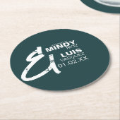 はっきりしたアンパサンドグランジグリーンホワ結婚イト ラウンドペーパーコースター (アングル)