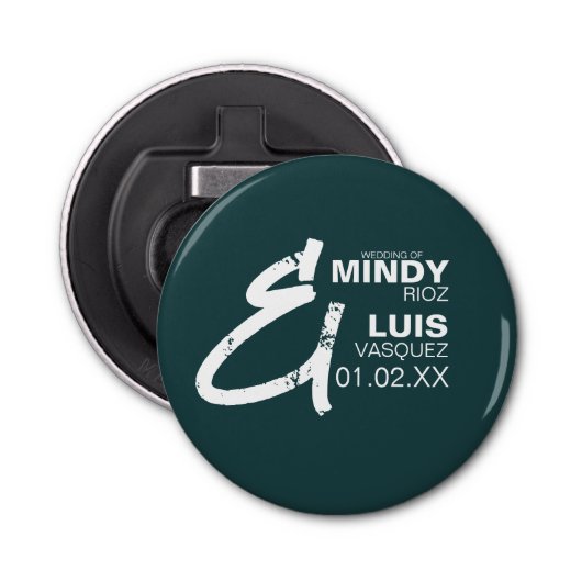 はっきりしたアンパサンドグランジグリーンホワ結婚イト 栓抜き (正面)