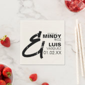 はっきりしたアンパサンドグランジ結婚白黒 スタンダードカクテルナプキン (インサイチュ)