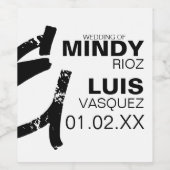 はっきりしたアンパサンドグランジ結婚白黒 ワインラベル (シングルラベル)