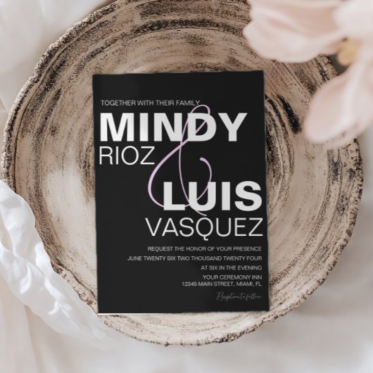 はっきりしたアンパサンド・スクリプト黒ピンク結婚色の出現 招待状