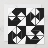 はっきりしたアールデコヴィンテージ白黒結婚タイル 招待状 (裏面)