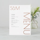 はっきりしたイニシャルの結婚メニュー・カードのプレス日 箔招待状 (立ち正面)