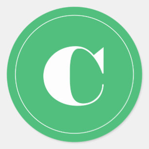 はっきりしたイニシャルグリーンホリデー ラウンドシール