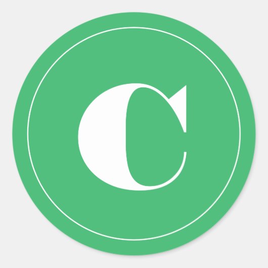 はっきりしたイニシャルグリーンホリデー ラウンドシール (正面)