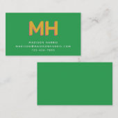 はっきりしたイニシャルミニマクラシックリストレトログリーン 名刺 (正面/裏面)